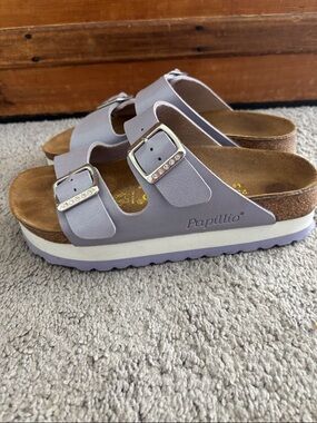 PAPILLIO-BIRKENSTOCK-Arizona-Lilac Birko Flor-Rhinestone Buckle-Sz 5.5-Near Min